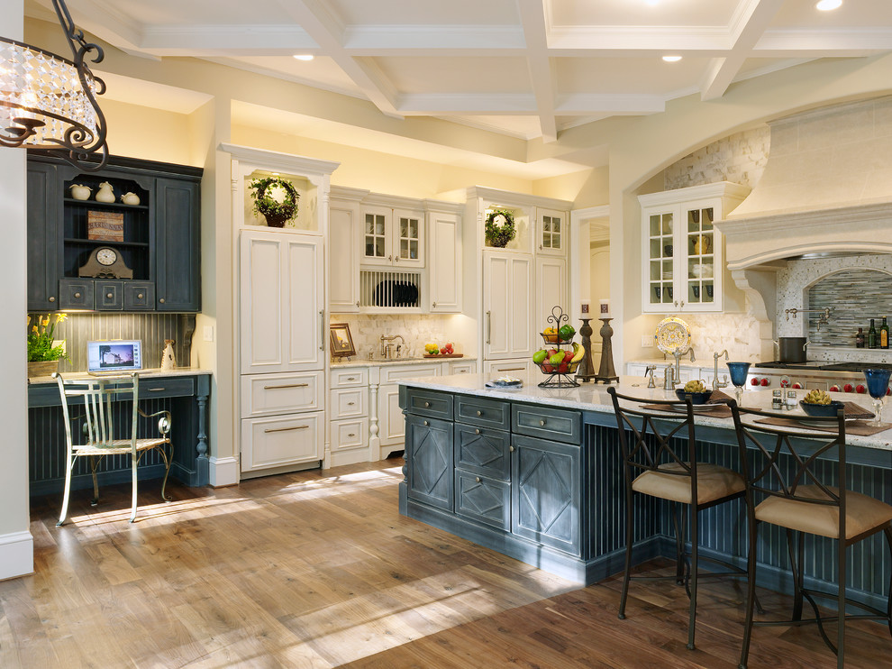 Inspiration for a traditional kitchen in San Francisco with blue cabinets.