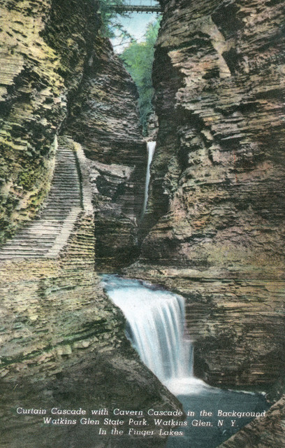 State Park View Of Curtain And Cavern Cascades Print Rustic