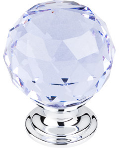 Light Blue Crystal Knob 1 3/8" w/ Polished Chrome Base