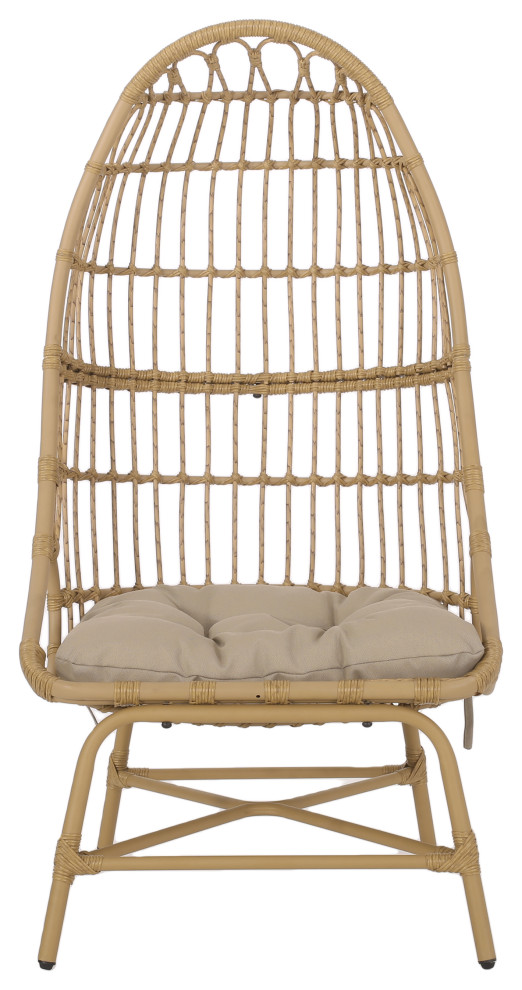 Cortina Outdoor Wicker Basket Chair With Cushion Tropical Outdoor Lounge Chairs by