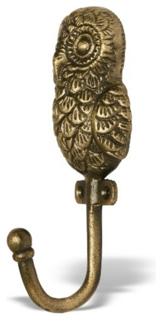 Owl Wall Hook in an Antique Brass Finish - Rustic - Wall Hooks - by ...