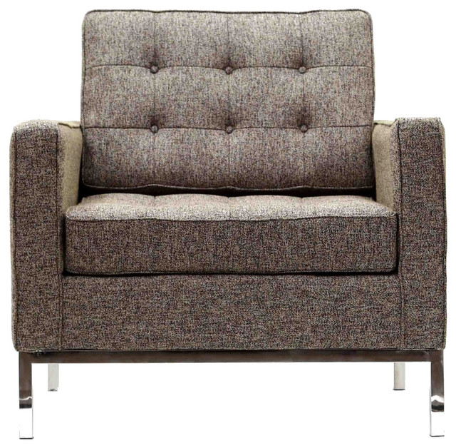 Florence Knoll Style Armchair-Oatmeal Tweed