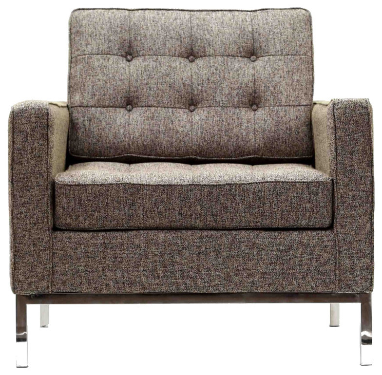 Florence Knoll Style Armchair-Oatmeal Tweed