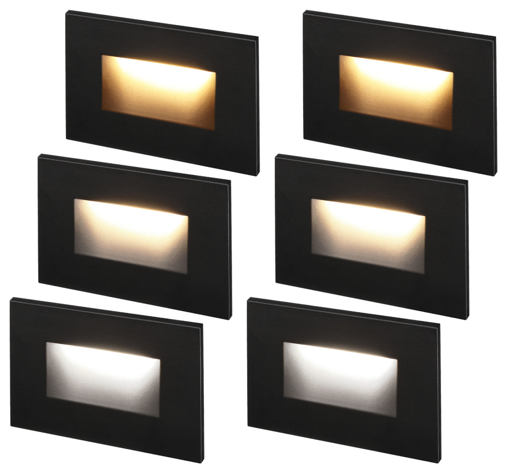 6 Pack 3CCT LED Step Lights, 120V Dimmable Stair Lights, Black Modern
