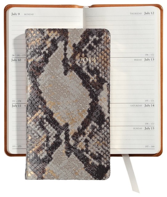 2014 6-Inch Pocket Journal, Gold Wash Embossed Python Leather