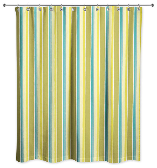 Stripes in Green Shower Curtain Contemporary Shower Curtains by