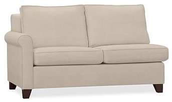 Cameron Roll Arm Upholstered Left Arm Love Seat Sectional, Polyester Wrap Cushio
