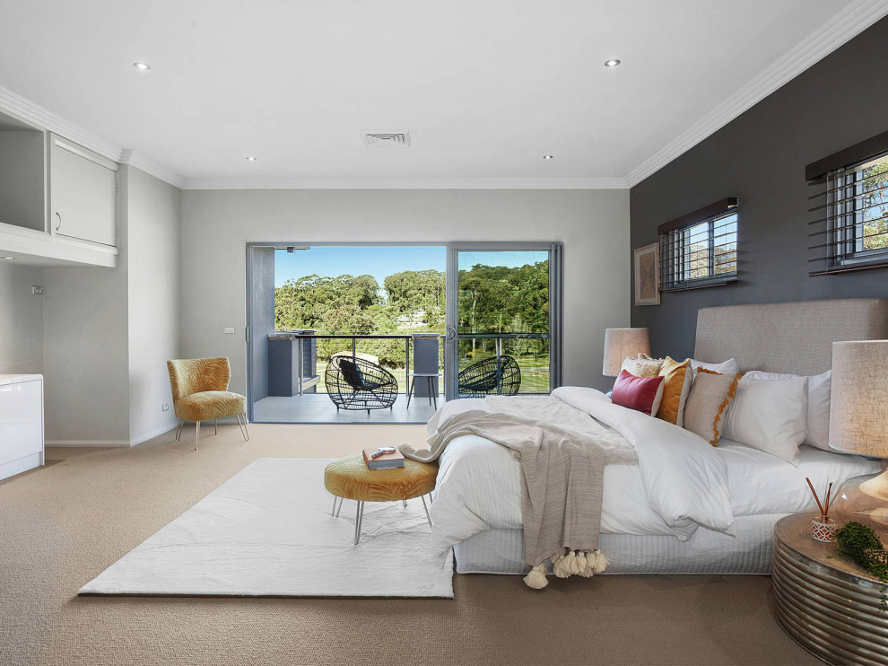 This is an example of a modern bedroom in Central Coast.
