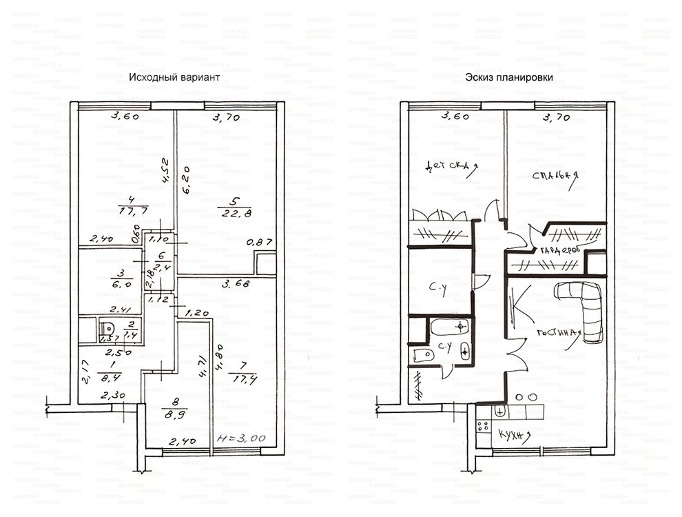 Идеи перепланировки для многокомнатных квартир