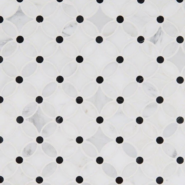 12.5"x14" Arabescato Carrara Florita Pattern Polished Mosaic, Set of 10