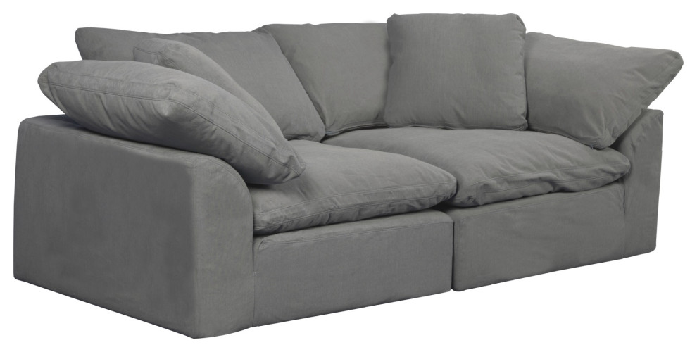 2PC Slipcovered Modular Sectional Sofa | Gray