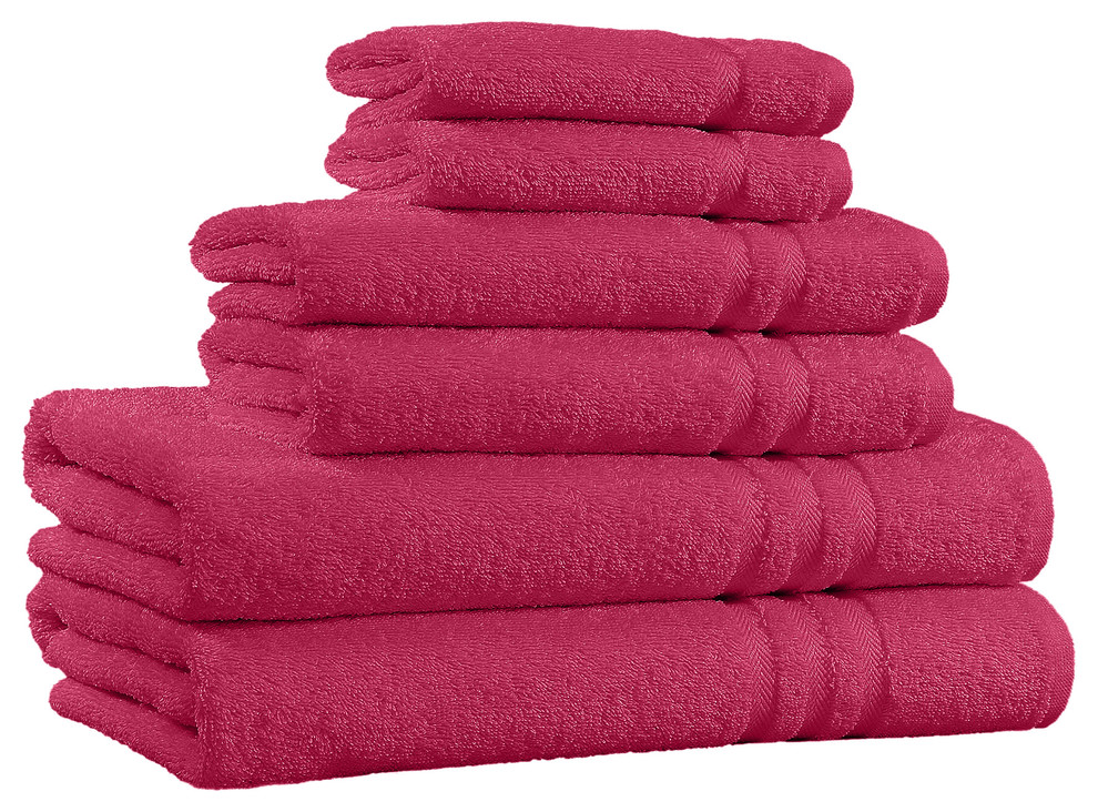 100% Cotton 6-Piece Bath Towel Set - 650 GSM - Made in India, Burgundy