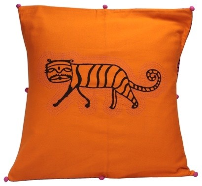 Orange Tiger Cushion Cover - 16" X 16"