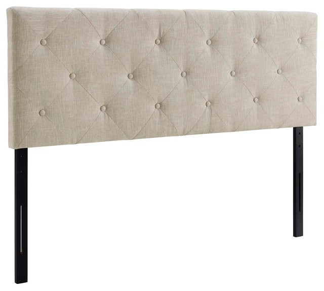 Modern Contemporary Urban Living Design Headboard, Beige Transitional