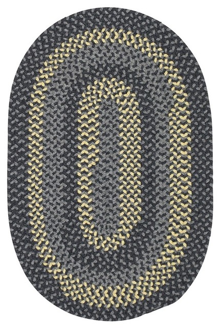 Walden Rug, Charcoal and Yellow, 2'x8' Oval Runner