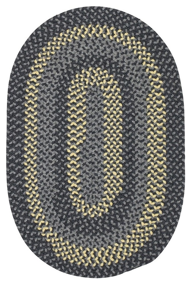 Walden Rug, Charcoal and Yellow, 10'x13' Oval