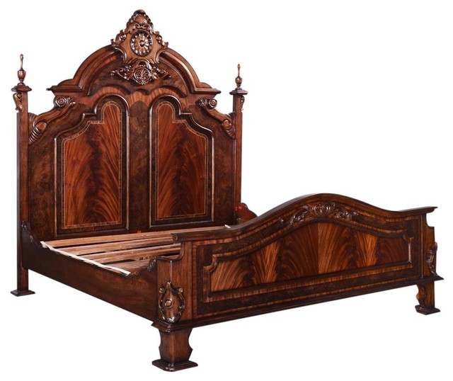 New King Bed Victorian Style Carved Double - Traditional - Bed Frames