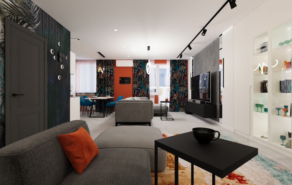 Двухкомнатная квартира с ярким интерьером