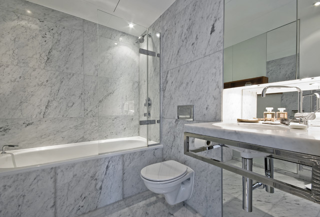 Carrara Marble Tile White Bathroom Contemporary Bathroom New York by All Marble Tiles