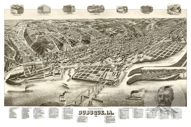 Old Map of Dubuque Iowa 1889, Vintage Map Art Print, 12"x18 ...