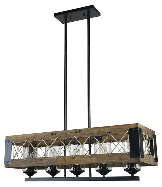 Nova 5 Light Wood Linear Chandelier Industrial Chandeliers By Nova 5 Light Wood Linear Chandelier