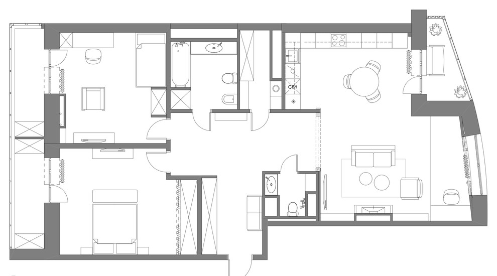 Эклектика на Мичуринском - планировочное решение