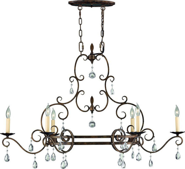 Feiss F2304 Chateau Crystal Six Light Chandelier - Bronze