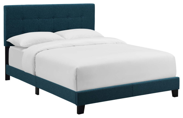 Amira Twin Upholstered Fabric Bed Azure