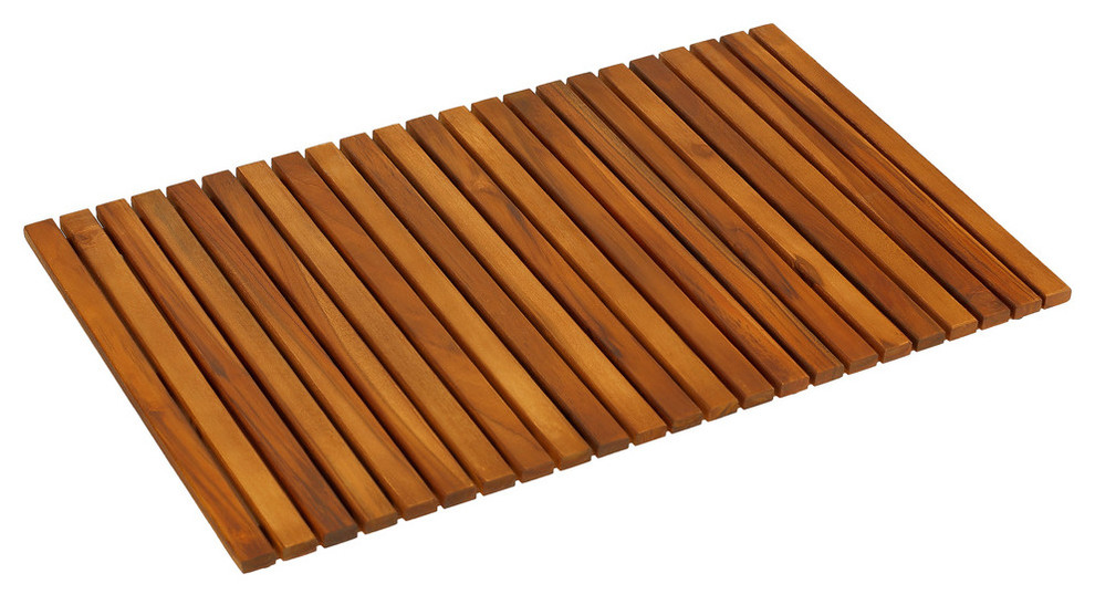 Nori Shower Spa Mat, Solid Teak Wood and Oiled Finish Transitional