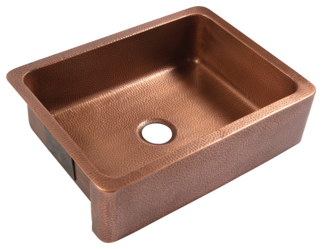 Lange Copper 30" Single Bowl Farmhouse Apron Front Undermount Kitchen Sink