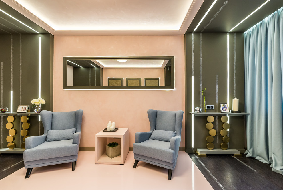 Гостиная под розовой пудрой