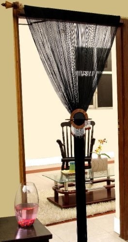 Pure Polyester String Curtain Black