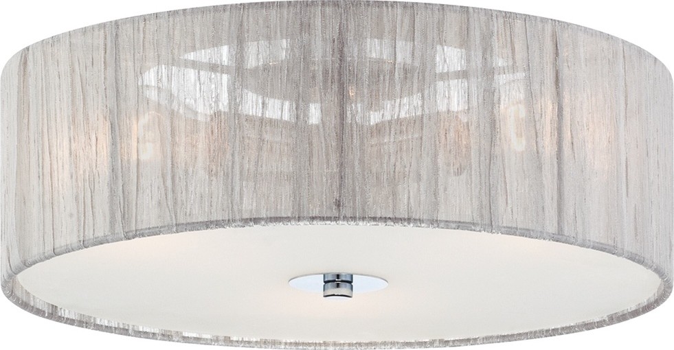 Possini Sheer Silver Fabric 16" Flushmount Ceiling Light