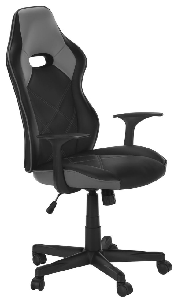 Monarch Contemporary Office Chair Grey LeatherLook I 7329