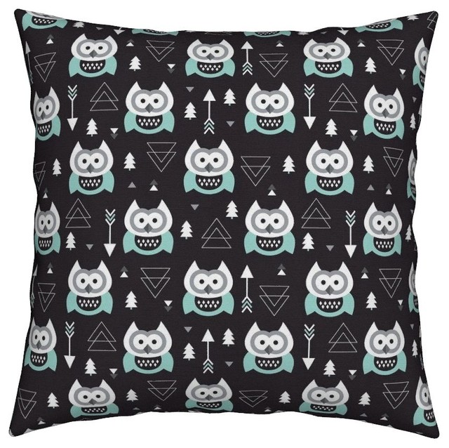 Owl Owls Geometric Geo Illustration Triangle Throw Pillow