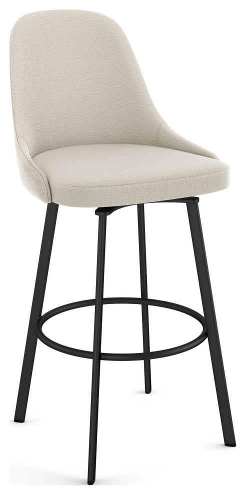 Amisco Harper Swivel Stool, Cream Boucle Polyester/Black Metal, Counter Height