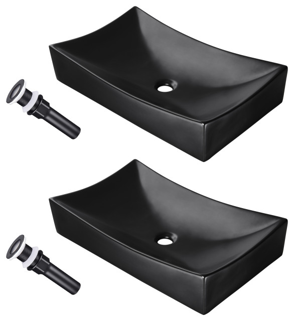 Aquaterior 26" Rectangle Bathroom Vessel Sink Ceramic Vanity Basin