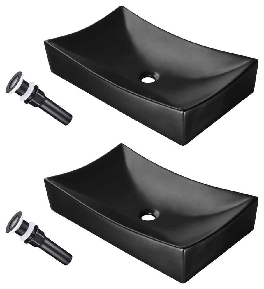 Aquaterior 26" Rectangle Bathroom Vessel Sink Ceramic Vanity Basin