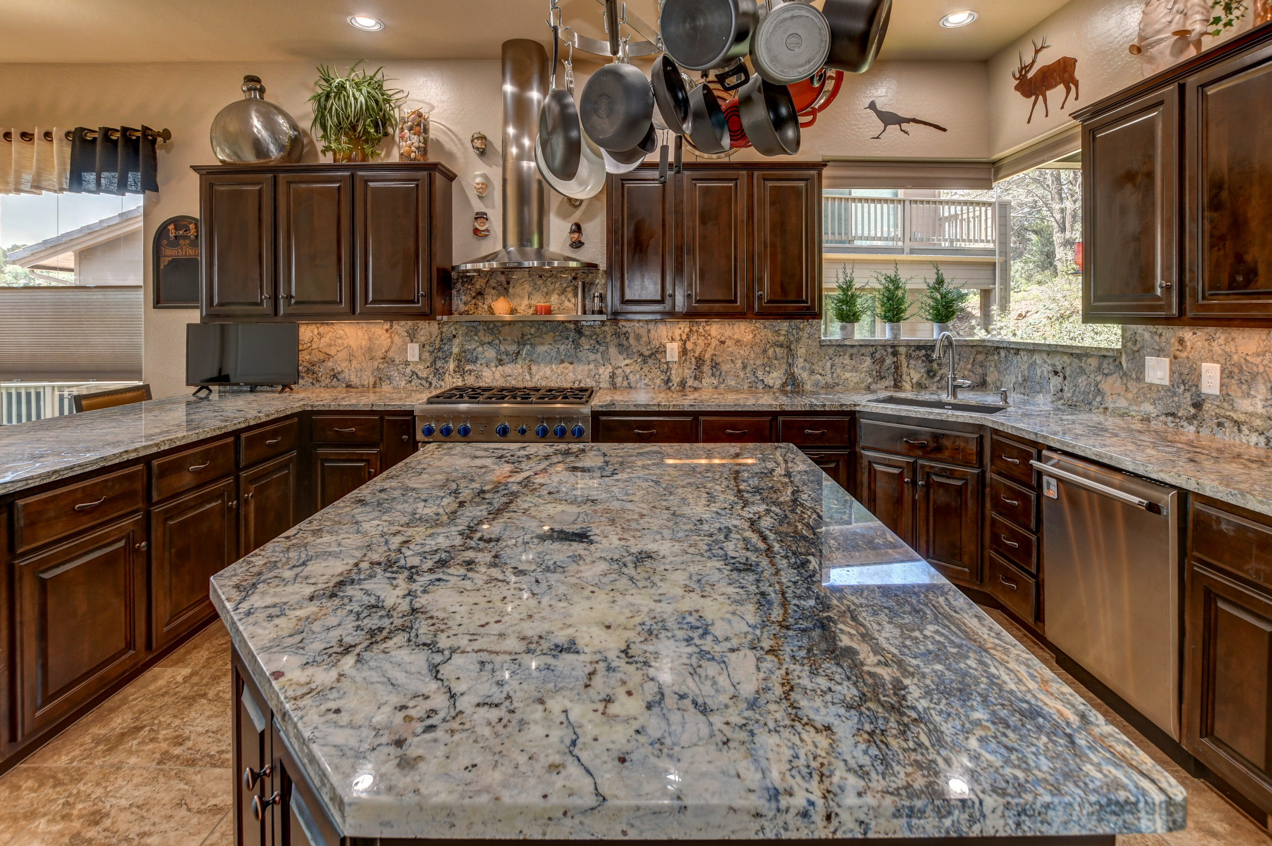 Azul Fantasy Granite with full height back splash