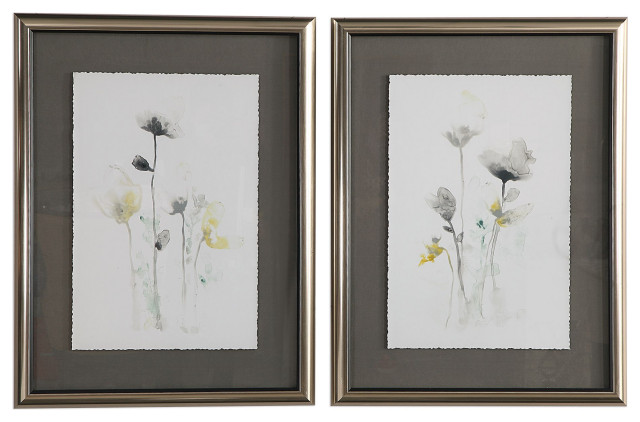 Stem Illusion Floral Watercolor Framed Prints, 2-Piece Set