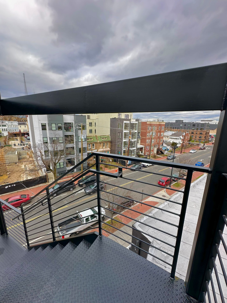 Metal Staircase with meal railings