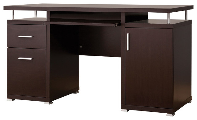 White Computer Desk With 2 Drawer And Cabinet Contemporary Desks White Computer Desk With 2 Drawer And Cabinet Cappuccino