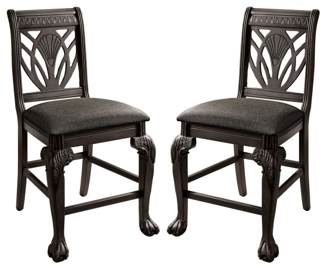 Set of 2 Padded Fabric Counter Height Dining Chair Victorian Bar