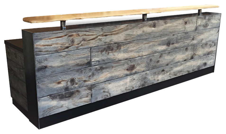 Reclaimed Distressed Wood Desk with Memphis Slats, 8'