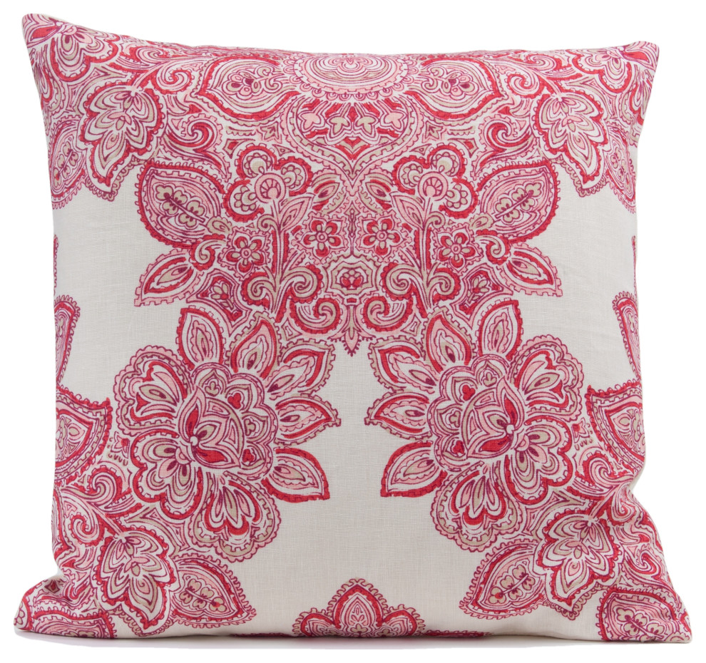 Maris Red Pillow Cover, Red/White Pillow Cover, Tilton Fenwick Design, 26"x26"