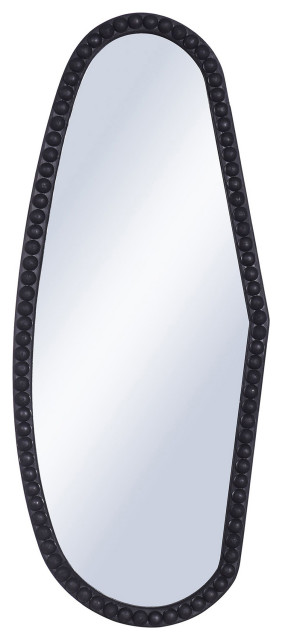 Mirror With Organic Shape And Knob Frame Matte Black Finish