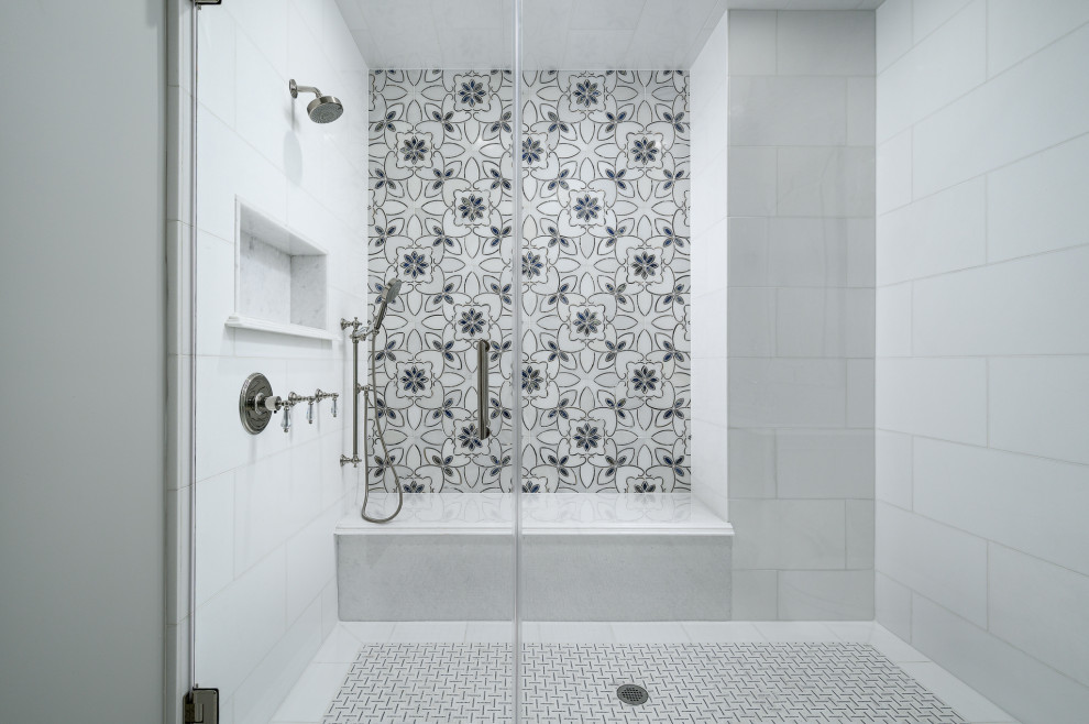 Guest Bathroom Walk-in Shower with Mosaic Tile - Modern - Bathroom ...