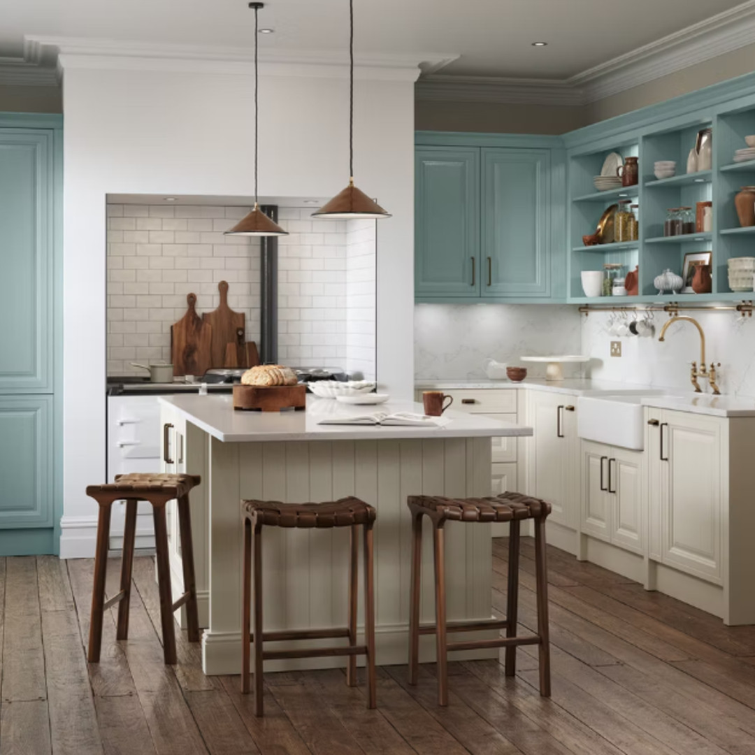 in-frame shaker kitchen with raised centre panels and farmhouse styling in a Leicester kitchen