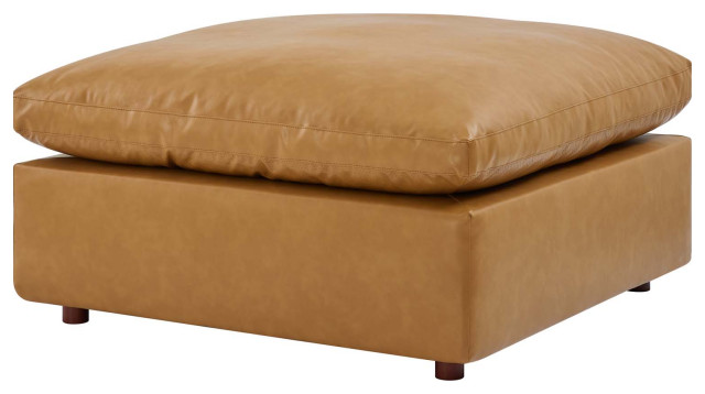 Accent Chair Ottoman, Faux Vegan Leather, Gray, Modern, Lounge