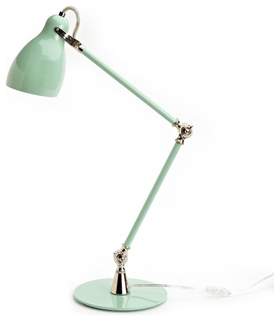 Metal Task Lamp, Seafoam Green Contemporary Desk Lamps by Indigo